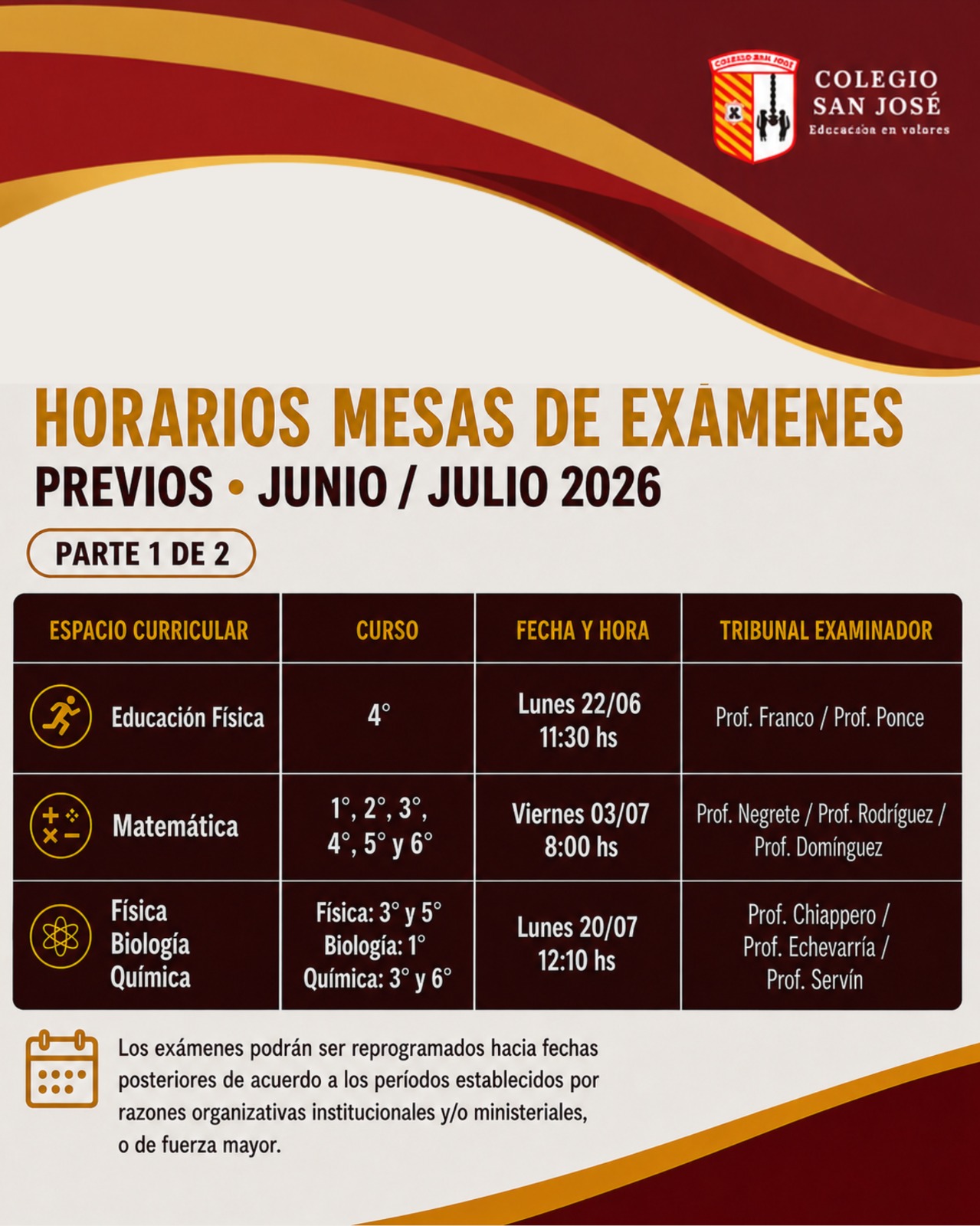 Mesas de Exámenes